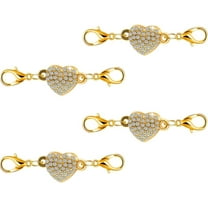 Heart Shaped Locking Magnetic Jewelry Clasps Round Magnetic Lobster Clasps Locking Closures Bracelet Necklace Clasps Extender for Jewelry Bracelet Necklace Making (Gold)