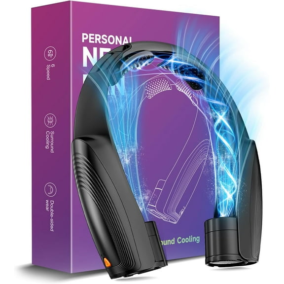 AI Portable Neck Fan with 6 Powerful Speeds, 8000mAh Battery Operated USB-C Rechargeable Fan, Hands-Free 360° Cooling Neck Fan,Twistable,Ultra-Quiet Personal Fan Gift for Women Men (Black)