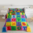 thumbnail image 2 of Manfei 26 Letters Alphabet Full Size Comforter Sets,Colorful Geometric Checkered Bedding Comforter Set,Rainbow Abc Bedding Sets For Girls Boys,Luxury Bedroom Decor Reversible,3-Piece, 2 of 8