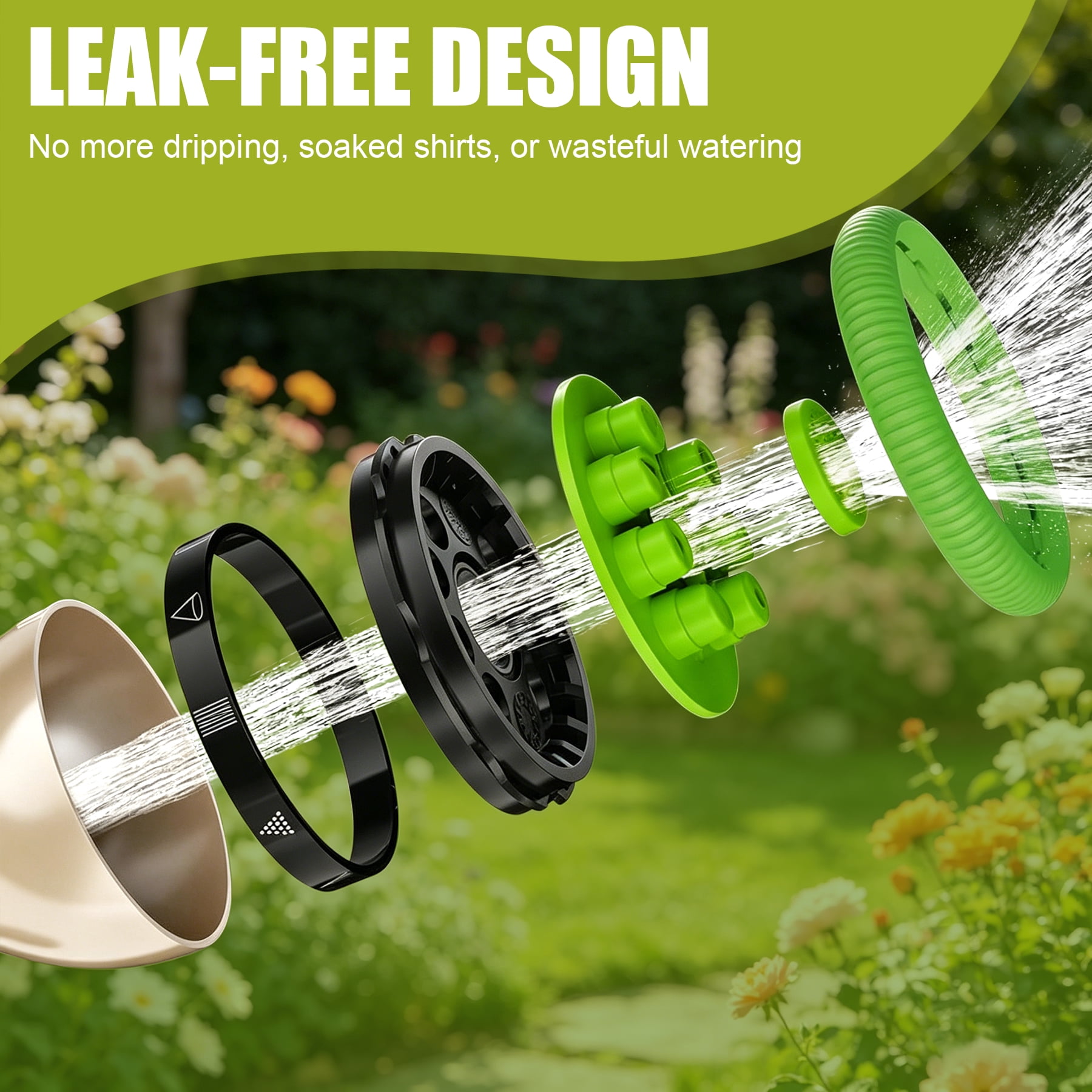 WEXLYN 9-Pattern Hose Sprayer Nozzle, Heavy Duty Metal, High Pressure for Watering Plants, Lawns, Car and Pet Washing Adjustable Flow, Green