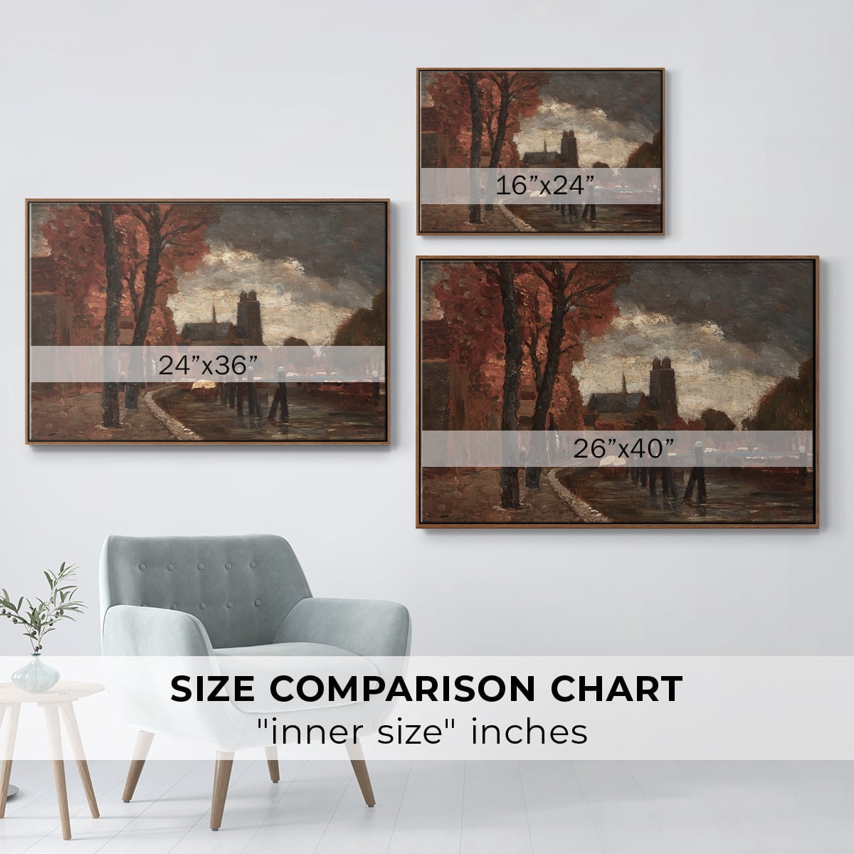 Vintage Landscape-CCXXXI By Wexford Home Framed in Walnut Wood Gallery Wrapped Canvas 25 in. x 37 in.