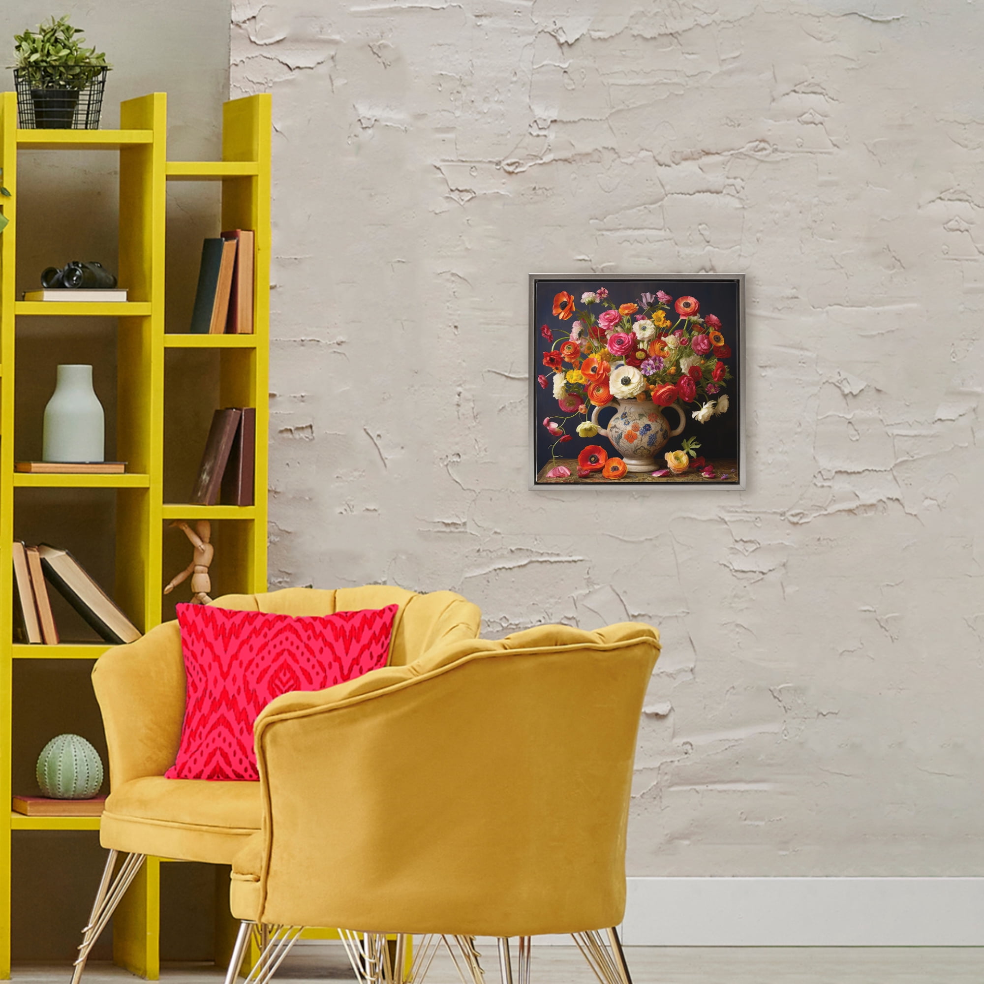 Stupell Industries Harmonious Bouquet Composition Gray Framed Floater Canvas Wall Art, design by Lazar Studio