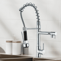 Zovajonia Kitchen Sink Faucet Pull Down Sprayer Mixer Tap Deck Mount Polished Chrome