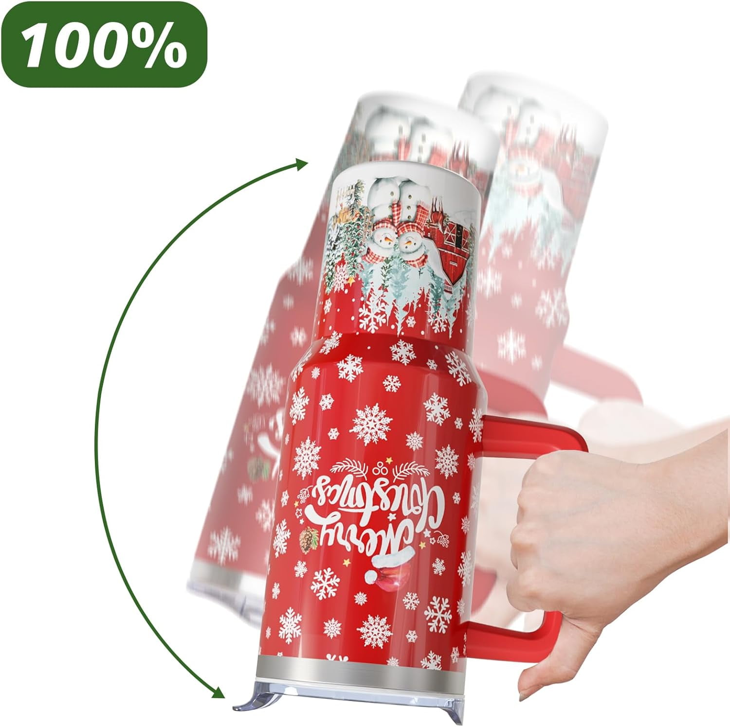 Christmas Tumbler 40 oz Christmas Tumblers with Handle and Straw Farmhouse Red Snowman Stainless Steel Insulated Coffee Cups Mugs Christmas Gifts Stuff Decor for Women Girls