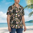 thumbnail image 3 of Sikiie Floral Insects Print Men's Hawaiian Shirt, Summer Beach Button Pocket Short Sleeve T-Shirt,Large, 3 of 7