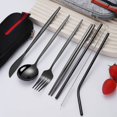 thumbnail image 4 of Stainless Steel Tableware Steak Cutlery Portable Set Dinnerware Travel Camping Reusable With Metal Spoon Fork, 4 of 5