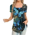 thumbnail image 1 of Blusa suelta de manga corta con cuello en V informal estampada a la moda para mujer OAVQHLG3B Store lin121212, 1 of 4
