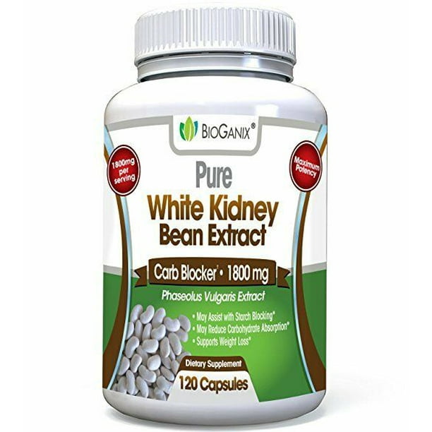 100 Pure White Kidney Bean Extract 1800mg Serving Carb and Fat Blocker