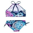 thumbnail image 2 of 2Pcs Kids Girl Tie Dye Bikini Set Fish Scale Ruffle Halter Swimsuit Toddler One Shoulder Bathing Suit Summer Outfits Set, 2 of 6