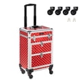 thumbnail image 4 of Omysalon Rolling Cosmetic Makeup Case Trolley for Professional with Drawers, Red, 4 of 6