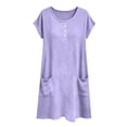 thumbnail image 6 of Bxsruta Women's Casual Short Sleeve Crew Neck Cotton Dress with Pockets Loose Fit Knee Length Loungewear for Daily Wear, 6 of 7
