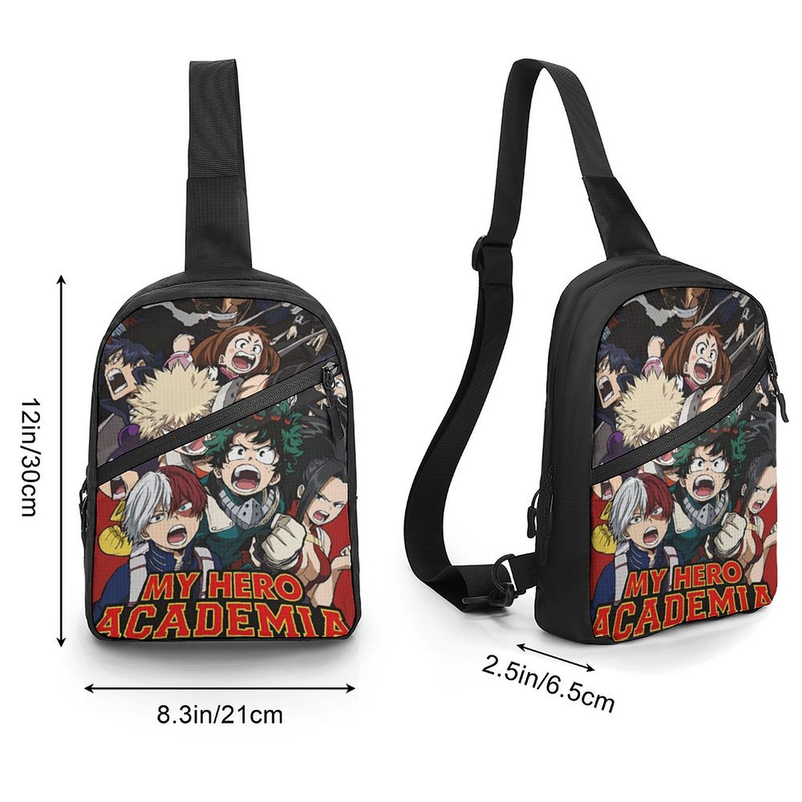 My Hero Academia Sling Bag Foldable Crossbody Bag Unisex Versatile Shoulder Bag Chest Pack Zipper for Gym Travel