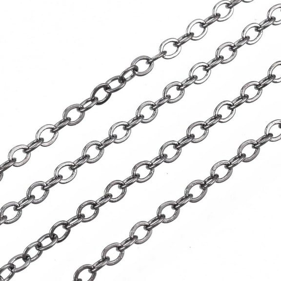 Brass Cable Chains Soldered with Spool Flat Oval Gunmetal 2x1.8x0.2mm about 9.84 Feet(3m)/Roll