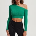 thumbnail image 2 of Ahabrexf 1 Shoulder Top, Winter Solid Color Knitted Pullover Sweater with Short Twisted Style, 2 of 7