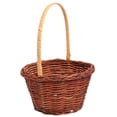 thumbnail image 2 of 1PC Mini Decorative Basket Handmade Weaving Props Basket Easter DIY Activity Basket Creative Knitting DIY Basket Props Micro Desktop Decoration for Home School (Handle Round Light Brown), 2 of 5