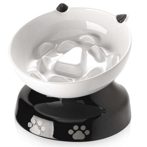 Cuenco de comida para gatos Slow Feeder Y YHY, diseño de cerámica con forma de gato