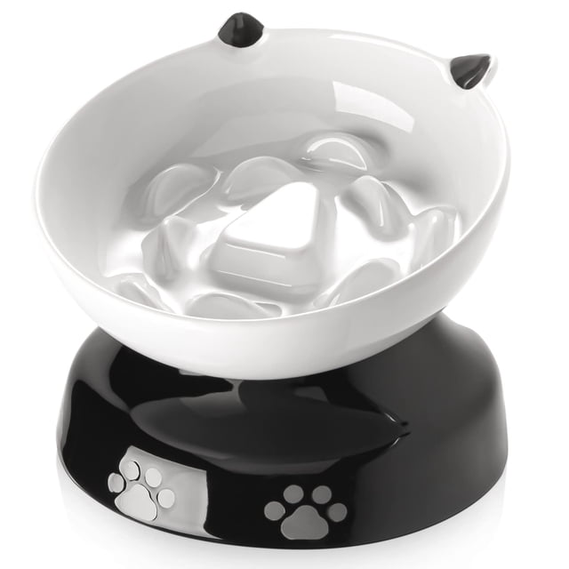 Cuenco de comida para gatos Slow Feeder Y YHY, diseño de cerámica con forma de gato