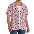thumbnail image 2 of Honeii Cute Fox Pink Tree for Men's Short-Sleeved Button-Up Collared Shirt Featuring A Pocket, Perfect for Beach Vacations, And Travel Adventures.-XX-Large, 2 of 5