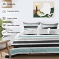 thumbnail image 3 of 3 Piece Turquoise Black Stripe Duvet Cover Set Queen Size,Microfiber Comforter/Quilt Cover with Corner Ties and 2 Pillowcases,Modern Abstract Coarse Striped All Season Bedding with Zipper Closure, 3 of 8