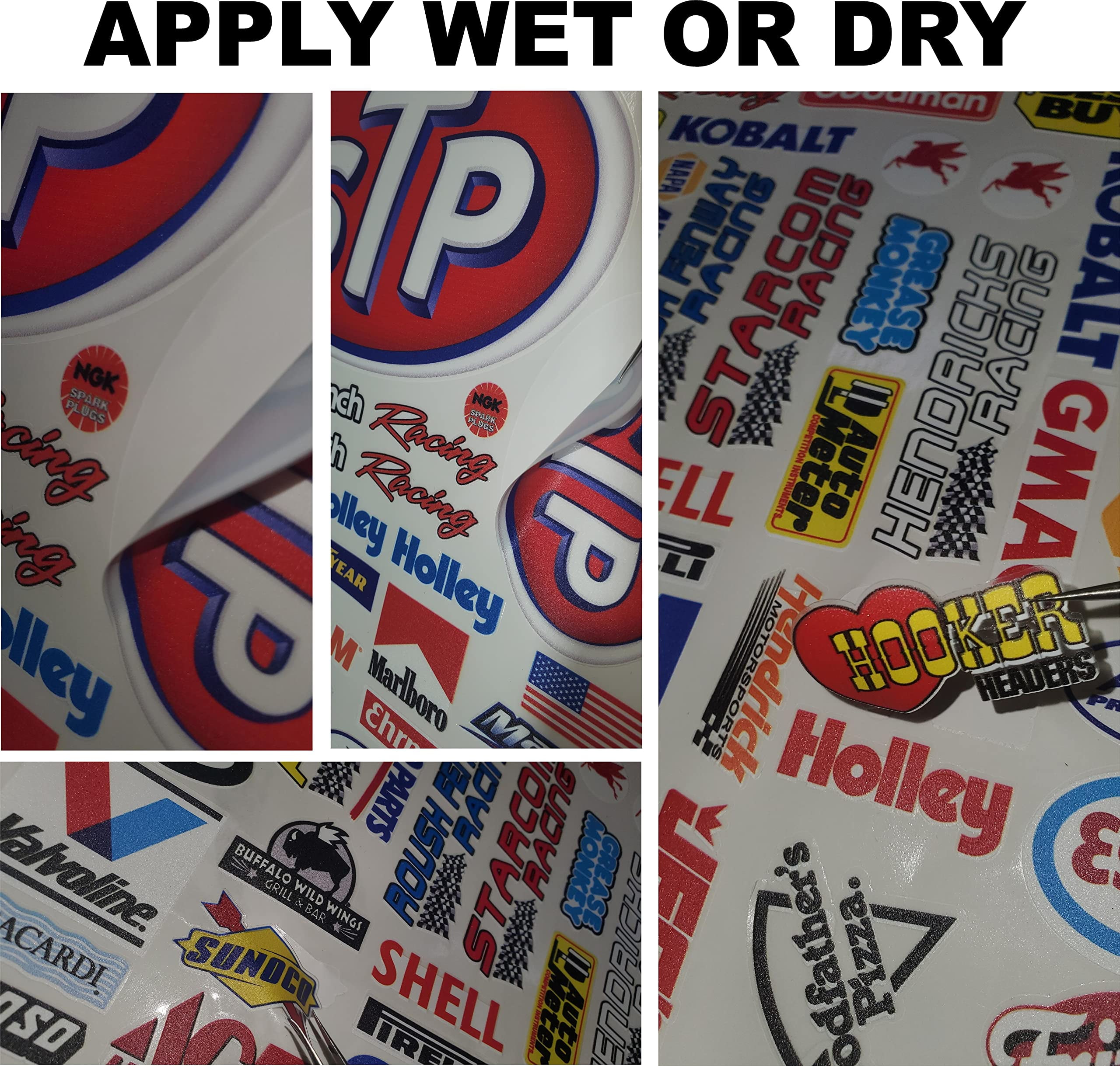 Clear Vinyl R/C Racing Sponsor Sticker Gang Sheet 15-1/4-1/5 � 1/6th Scale Model Decal Sticker Sheet Radio Control Lexan Body � Die-Cut to Shape - Peel & Stick � Water Slide - Bull - Drinks