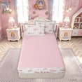 thumbnail image 4 of meiyoeat Watercolor Dreamy Castle Zipper Twin Comforter Sets with Fitted Sheet and 2 Pillowcases for Kids Girls, Princess Fairy Style Zipper Bedding Set, Pink White, Pink ReversibleG, 4 of 6