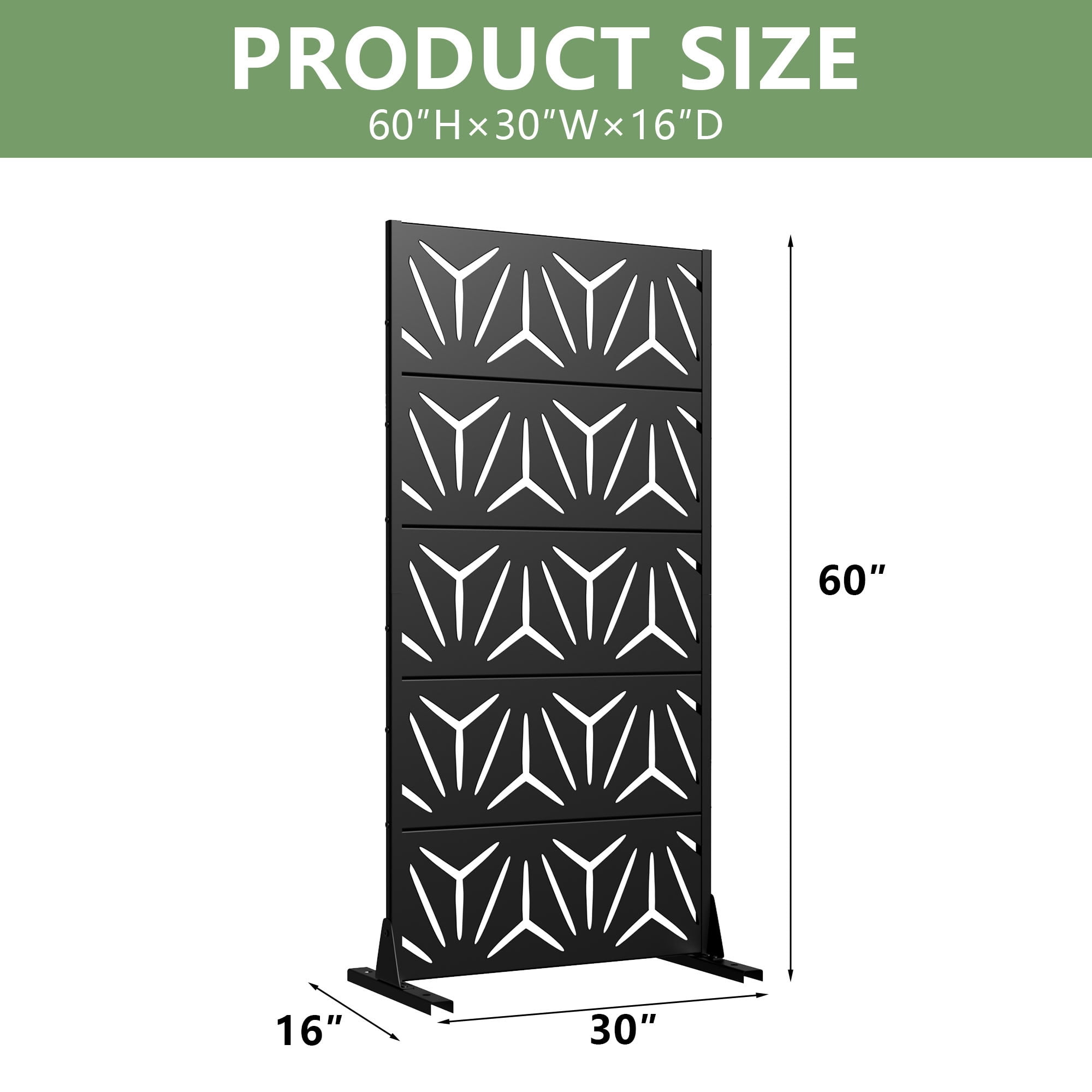 MAYEERTY 5 Panels Metal Outdoor Garden Privacy Screen Panel Patio Backyard Decorative Privacy Fence Divider, 59×29.5×15.7in