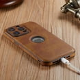 thumbnail image 4 of Retro Faux Leather Phone Case for iPhone 15 14 13 Pro Max 12 11 Pro - Shockproof Drop Protection, Luxury Ultra-Thin Design, Full Camera Coverage, Elegant Business Style, 4 of 5