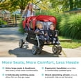 thumbnail image 5 of Foundations Gaggle Jamboree 6-Seat Folding Daycare Stroller with Canopies, Reclining Seats, Red/Black, 5 of 9