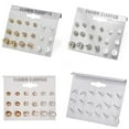 thumbnail image 2 of rygai 9 Pairs Women Rhinestone Faux Pearl Ear Stud Earrings Set Jewelry Gift-Gold, 2 of 7
