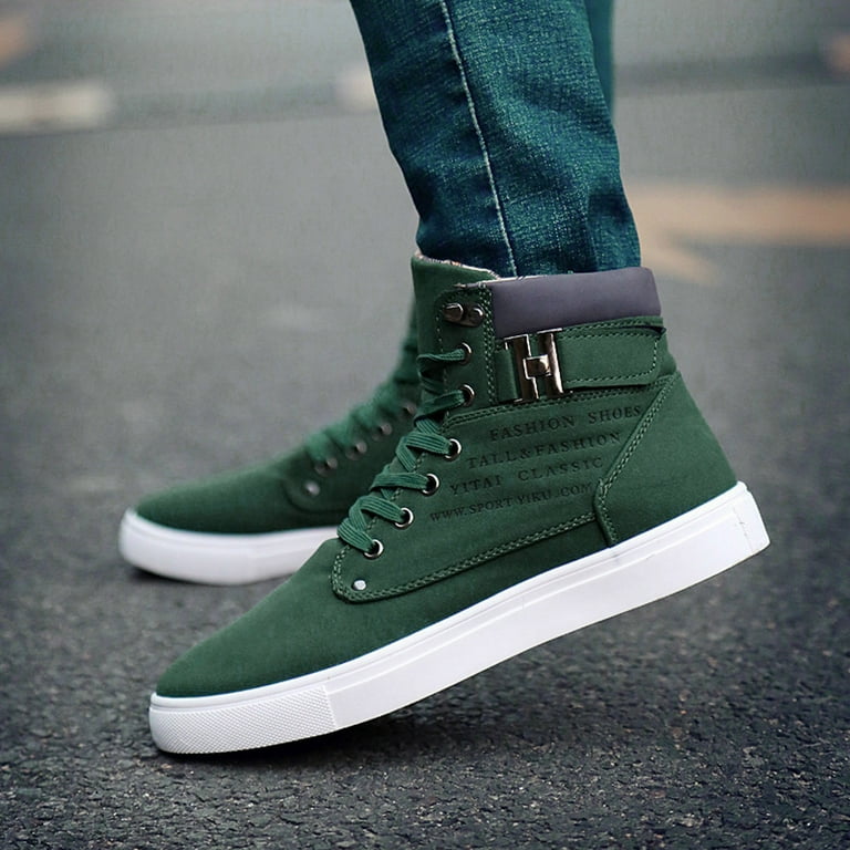 Leozcaa Mens High Top Lace Up Boots Casual Leather Oxford  display picture 3