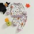 thumbnail image 2 of Okbabeha Toddler Baby Girl Halloween Outfit Pumpkin Ghost Sweatshirt Pants Infant Fall Winter Outfits Cute Baby Clothes, 2 of 7