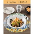 thumbnail image 3 of 15 Inch Round Placemats Set of 4, Sunflowers Trucks Non Slip Heat Insulation PP Table Mats, Spring Farmhouse Eucalyptus Teal Wood Washable Place Mats for Kitchen Dining Party Table Decor, 3 of 7