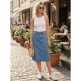 thumbnail image 7 of DARING DIVA Women's A Line Back Waist Knee Length Jean Skirts Small Light Blue, 7 of 7