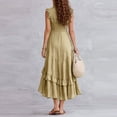 thumbnail image 4 of XiYing Robes pour Femmes, Robe Maxi Classique Sans Manches à Col en V pour Femmes avec Emmanchures à Volants et Détail de Boutons à l'Avant pour les Vacances d'Été, M-TTG,, 4 of 7