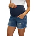 thumbnail image 4 of INSPIRE CHIC Women's Maternity Denim Shorts Over Belly High Elasticity 2026 Summer Casual Workout with Pockets Jeans Pregnancy Shorts S Blue, 4 of 6