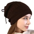 thumbnail image 2 of Beanie Hat Solid Color Adjustable Autumn Winter Plush Lining Windproof Hat Scarf for Outdoor, 2 of 8