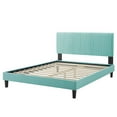 thumbnail image 3 of Platform Bed Frame, Queen Size, Velvet, Blue, Modern Contemporary Urban Design, Bedroom Master Guest Suite, 3 of 10