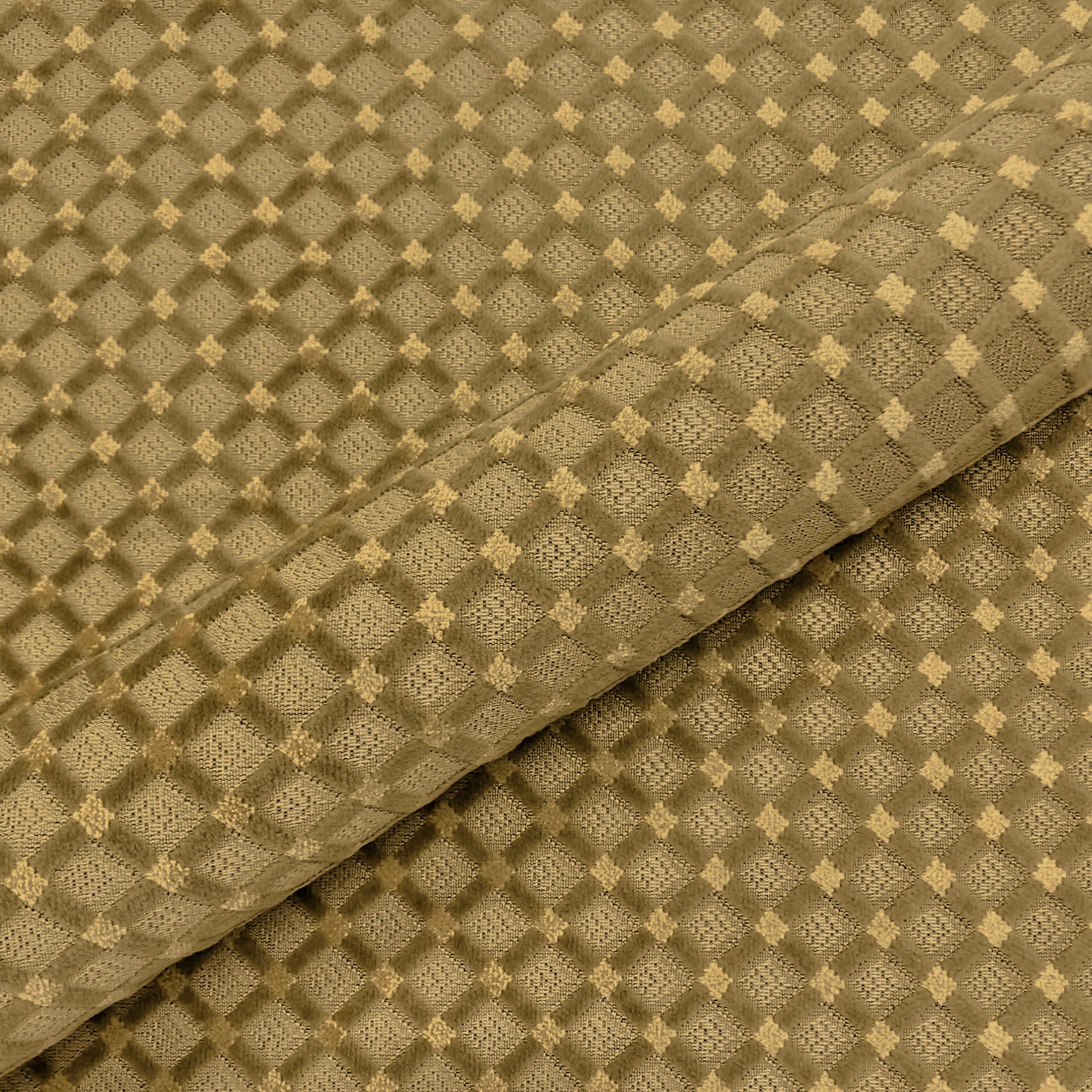 Golden Tan Velvet Trellis Upholstery Fabric 54' by the Yard