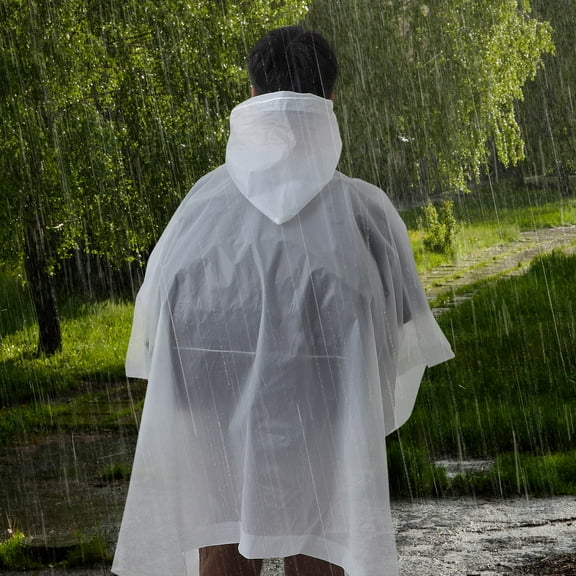 Baluue 2-Pack Clear Raincoat with Hood, High Visibility Lightweight Rain Jacket for Men and Women Hiking Outdoor
