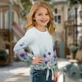 thumbnail image 3 of DISNIMO Girls Long Sleeve Shirt Butterfly Dandelion Printed Long Sleeve Pullover Tops Casual Loose T-Shirts Comfy Crewneck Tunic Blouse Size 5-12, 3 of 8