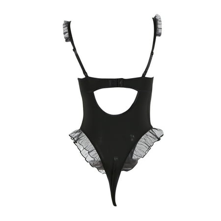 

nsendm Womens Lingerie Strap Hollow Lace Mesh Lace Halter Underwear Eve for Women Underwear Black Small