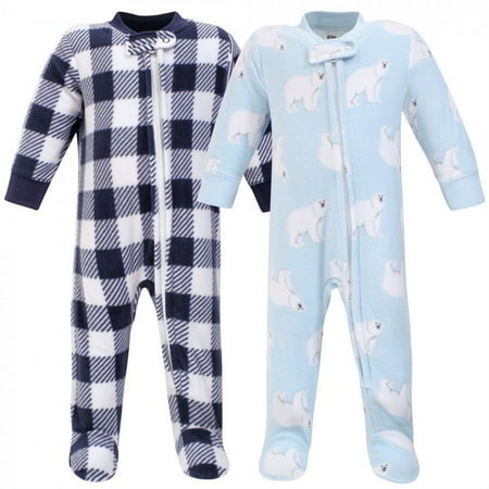 UPC: 0660168588835 | Hudson Baby Infant Boy Fleece Zipper Sleep and Play 2pk  Polar Bear  0-3 Months