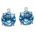 thumbnail image 2 of Star K� Round 7mm Genuine Blue Topaz Stud Earrings with Accent Stone on Top, 2 of 9