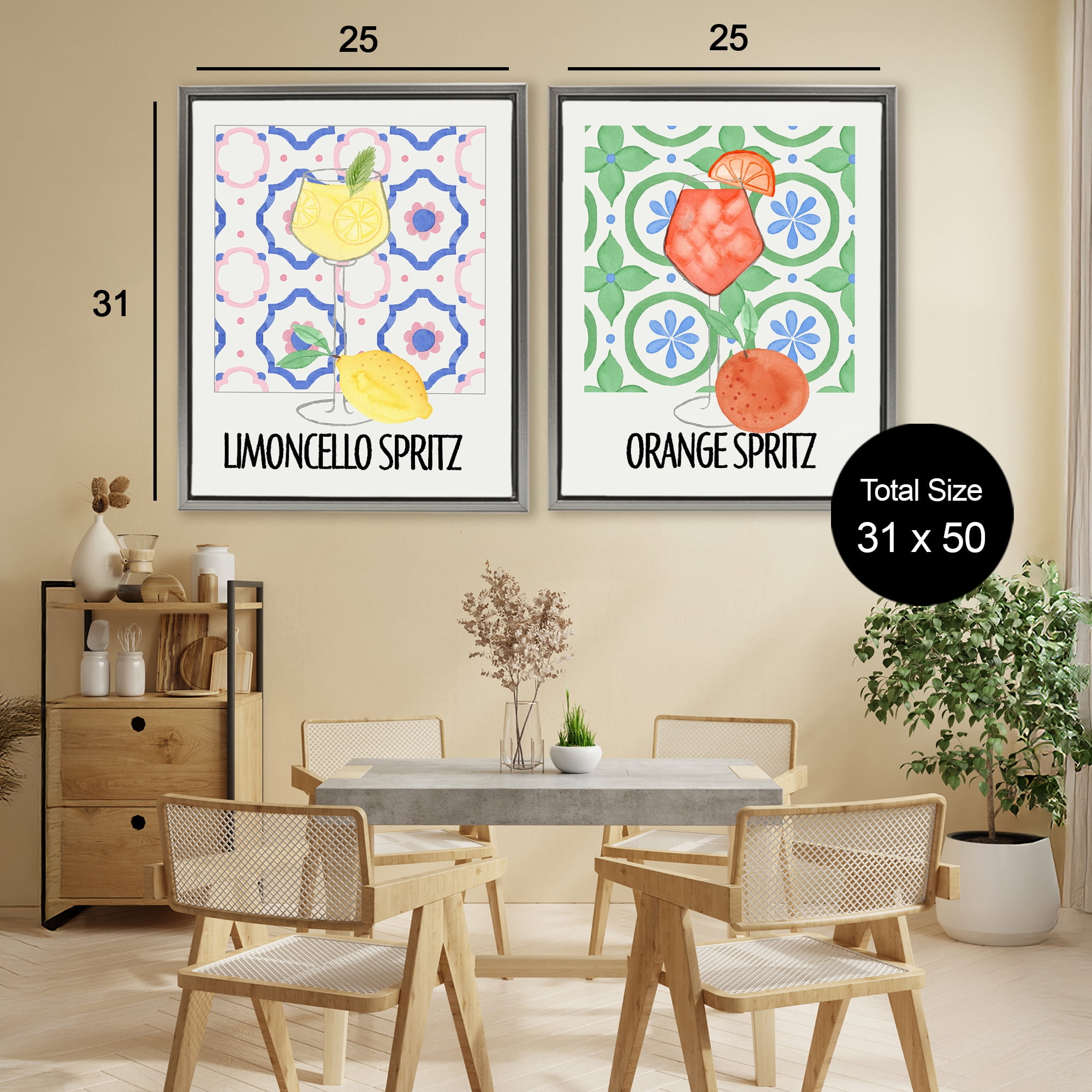 Stupell Industries Citrus Spritz On My Mind 2 Piece Gray Framed Floater Canvas Set, design by Nina Jacobs