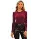 thumbnail image 1 of Blusa De Cuello Alto Con Volantes Para Mujer, Manga Larga, Top De Terciopelo Con Lunares Metálicos Vintage Borgoña M, 1 of 6