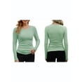 thumbnail image 2 of Womens Ribbed Long Sleeve Crewneck Casual Slim Basic Shirts Fitted Knit Tops Sage Green XXL, 2 of 6