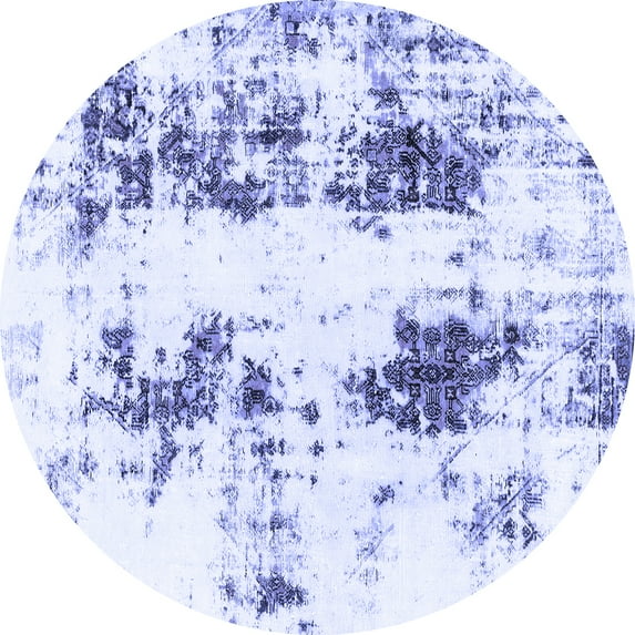 Ahgly Company Indoor Round Abstract Blue Modern Area Rugs, 6' Round
