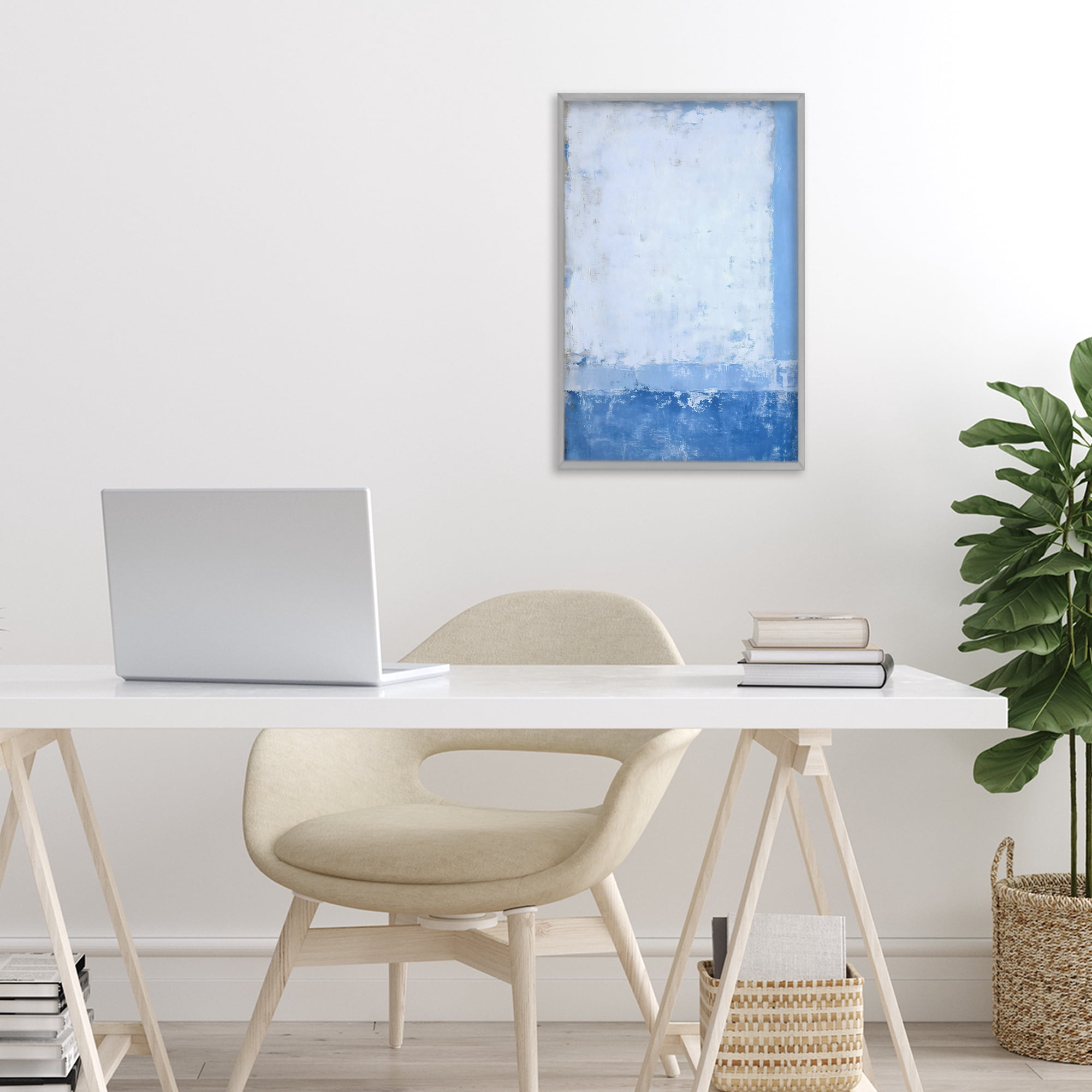 Stupell Industries Blue & White Abstract Gray Framed Giclee Art, design by Gina Kelly