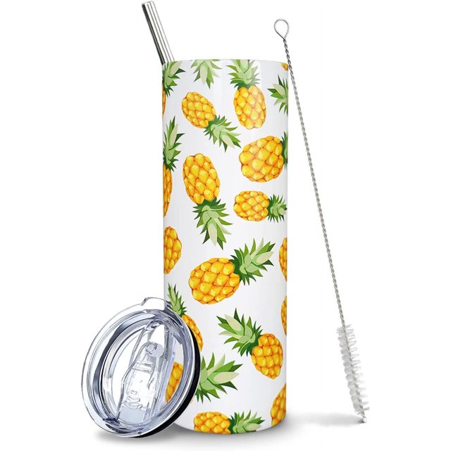 Vaso de piña, regalo único de piña para mujeres, niños y amigos, taza de piña, botella de agua, taza de bebida, taza de viaje de café, artículos/accesorios/regalos de piña, vaso de piña de 593 ml con
