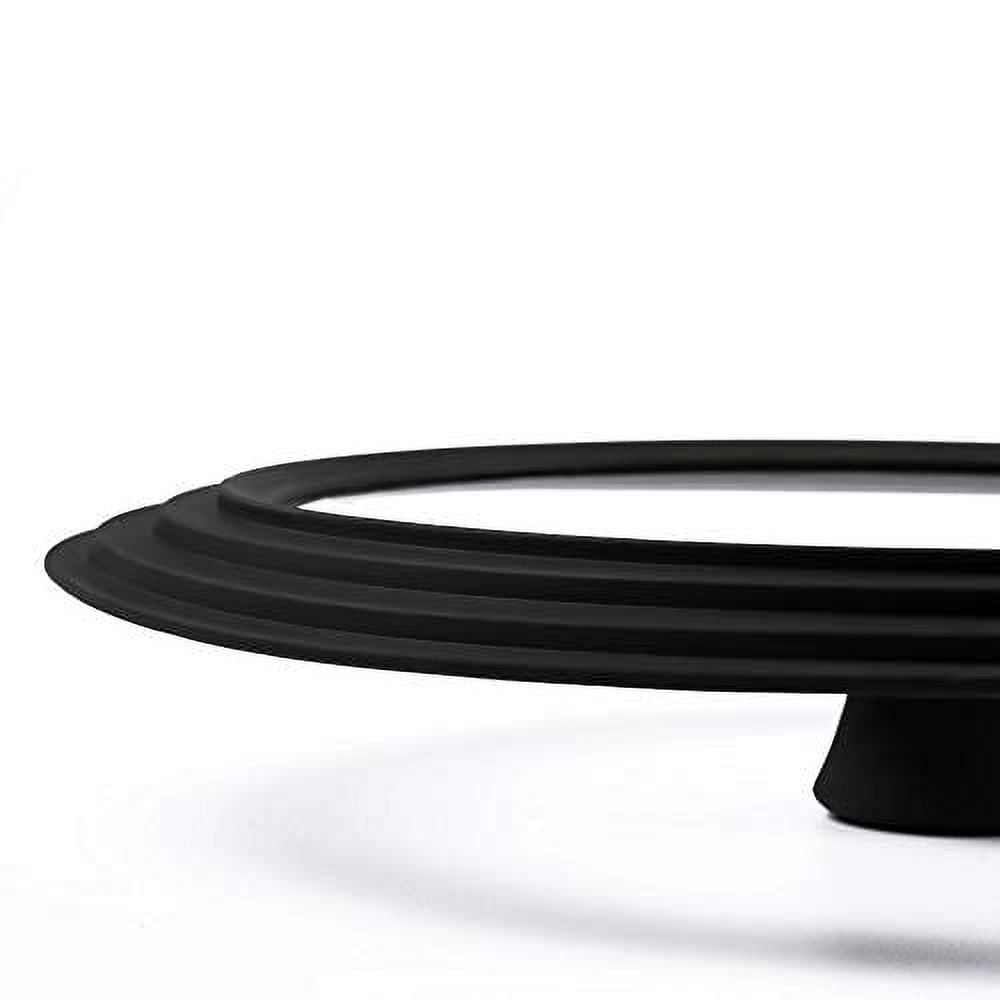 Universal Lid for Pots,Pans and Skillets - Tempered Glass with Heat  Resistant Silicone Rim Fits 11, 12 and 12.5 Diameter Cookware ,Black